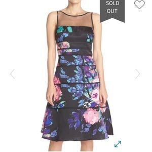 Aidan Mattox Floral Cocktail Fit and Flare Knee Length Sleeveless Dress Size 6